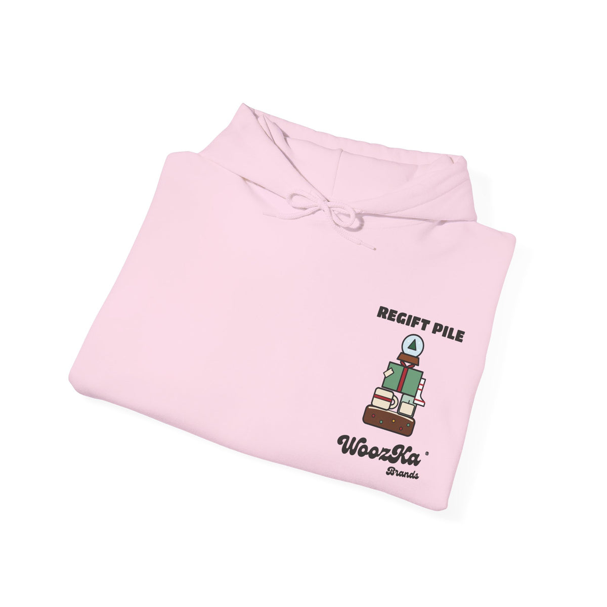 WoozKa Brands Funny Christmas Hoodie, Regift Office Party Wide Back Print