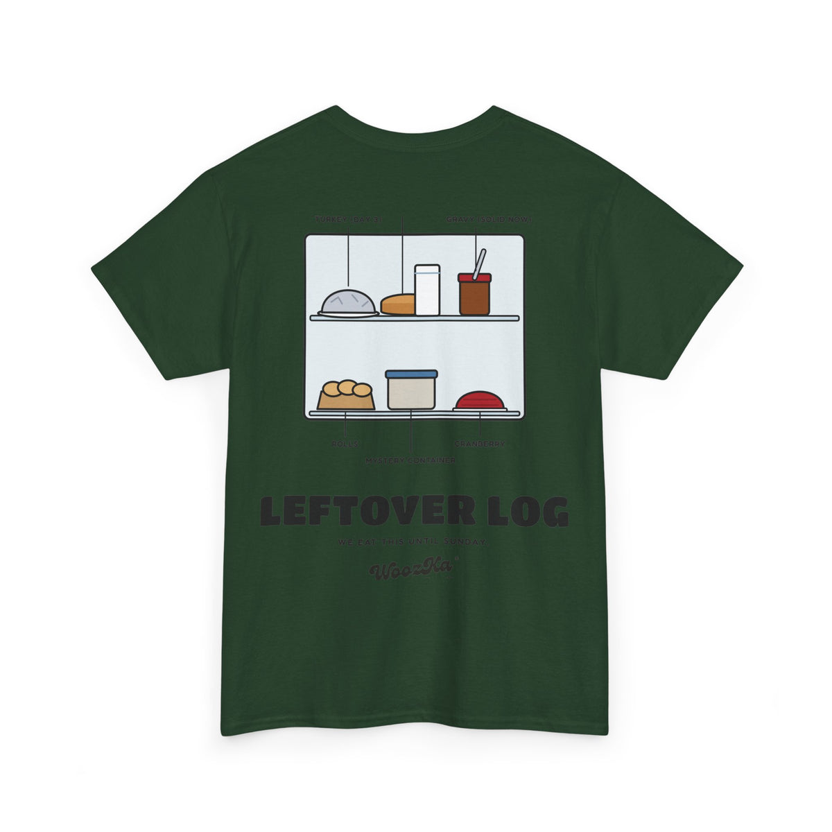 WoozKa Brands Funny Thanksgiving Leftovers T-Shirt, Turkey Pie Back Print