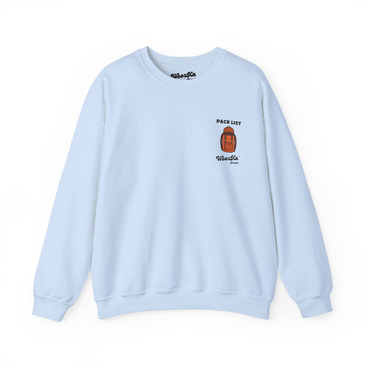 WoozKa Brands Hiking Sweatshirt, Backpacking Gear List Back Print