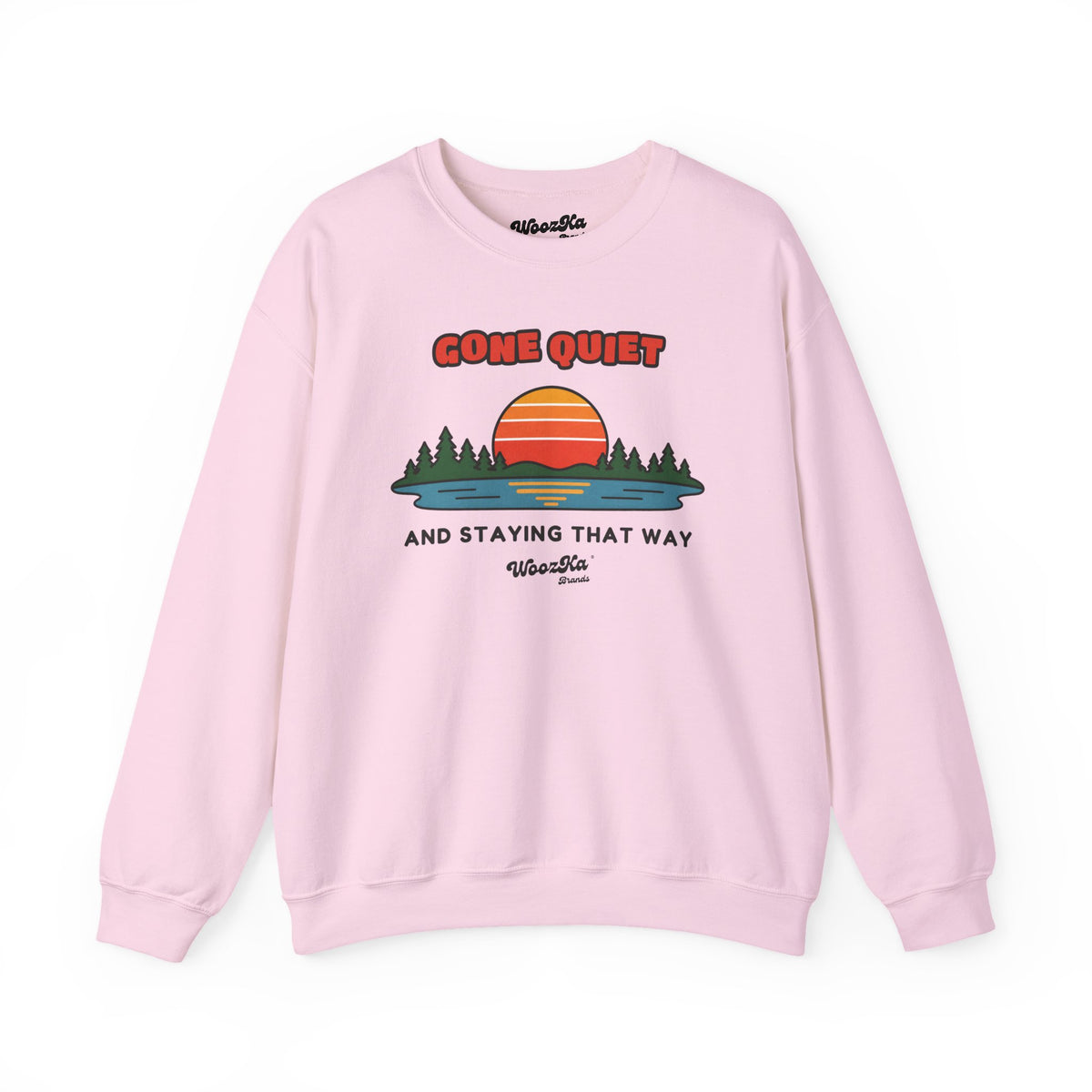 WoozKa Brands Retro Sunset Lake Sweatshirt, Nature Outdoors Front Print