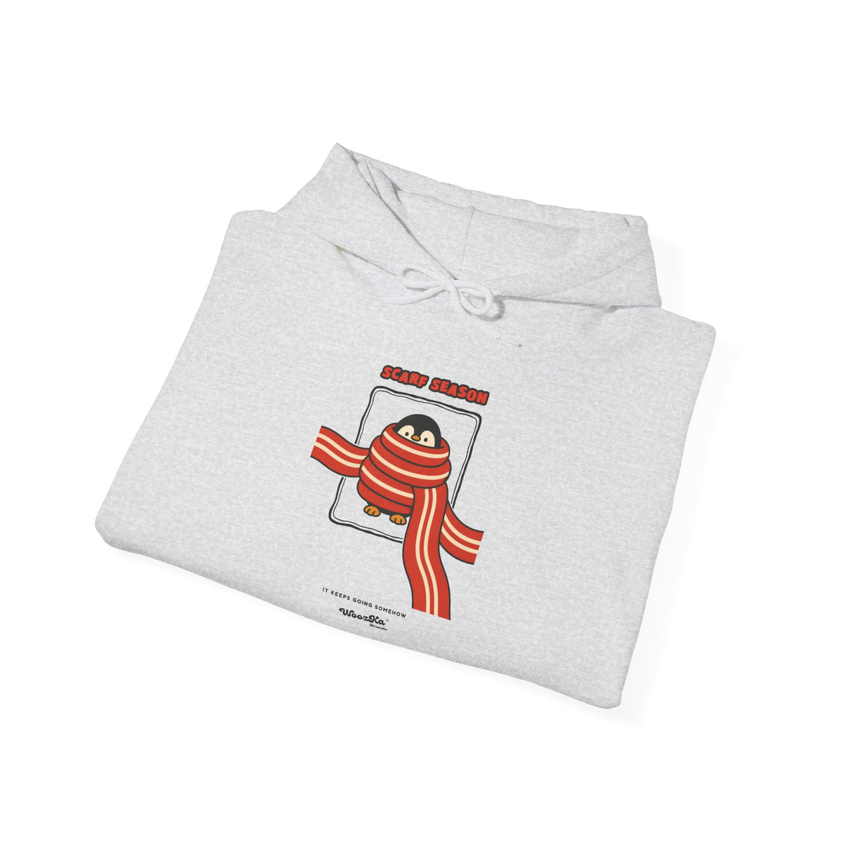 WoozKa Brands Scarf Season Penguin Hoodie, Front Graphic