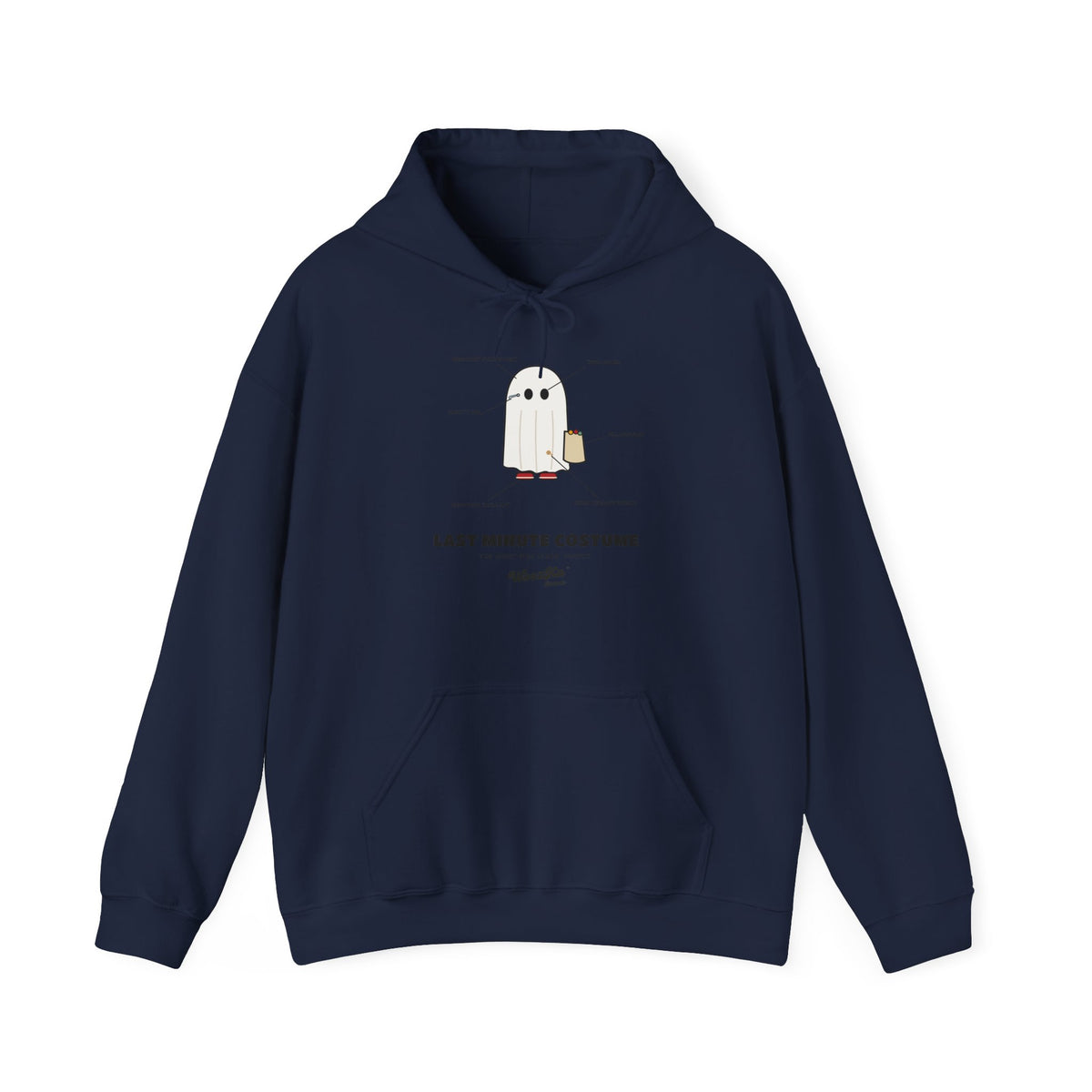 WoozKa Brands Lazy Halloween Costume Hoodie, Funny Ghost Sheet Front Print