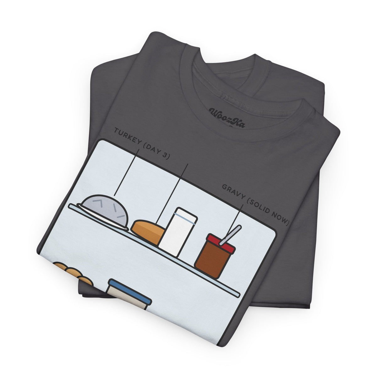 WoozKa Brands Funny Thanksgiving Leftovers T-Shirt, Turkey Pie Front Print