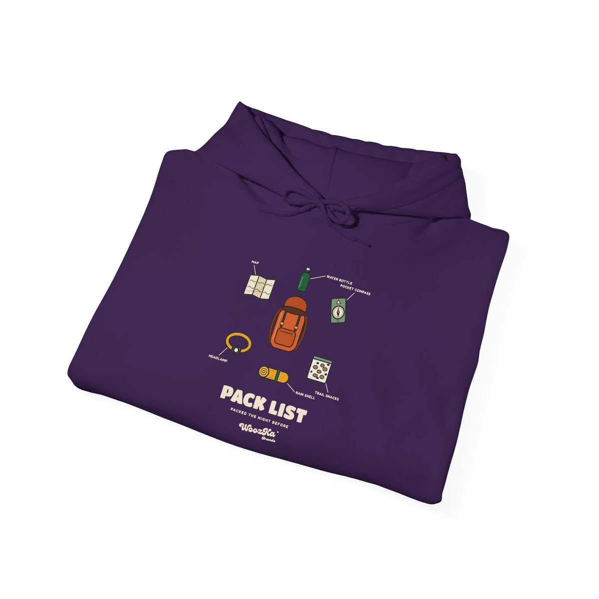 WoozKa Brands Hiking Hoodie, Backpacking Gear List Front Print