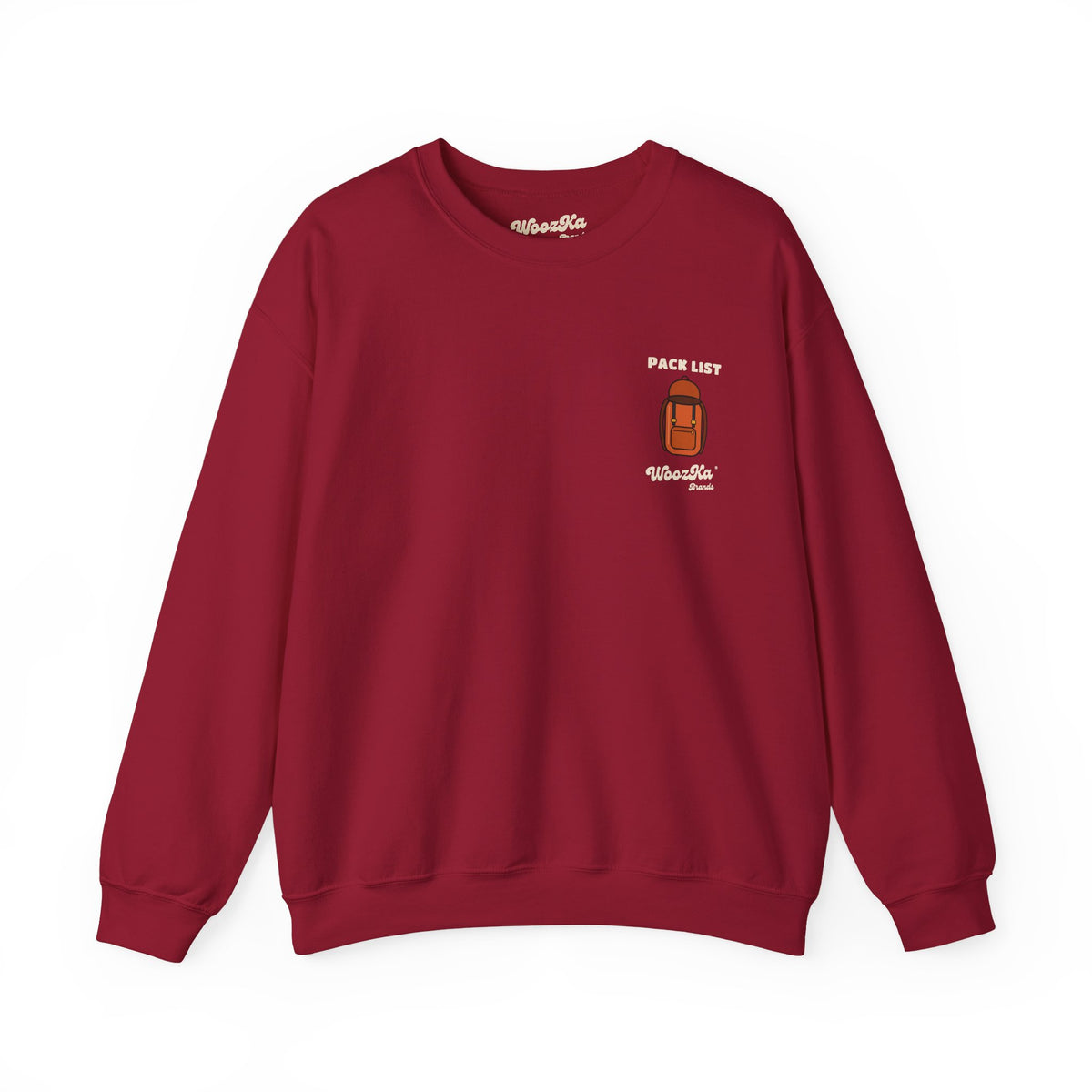 WoozKa Brands Hiking Sweatshirt, Backpacking Gear List Back Print