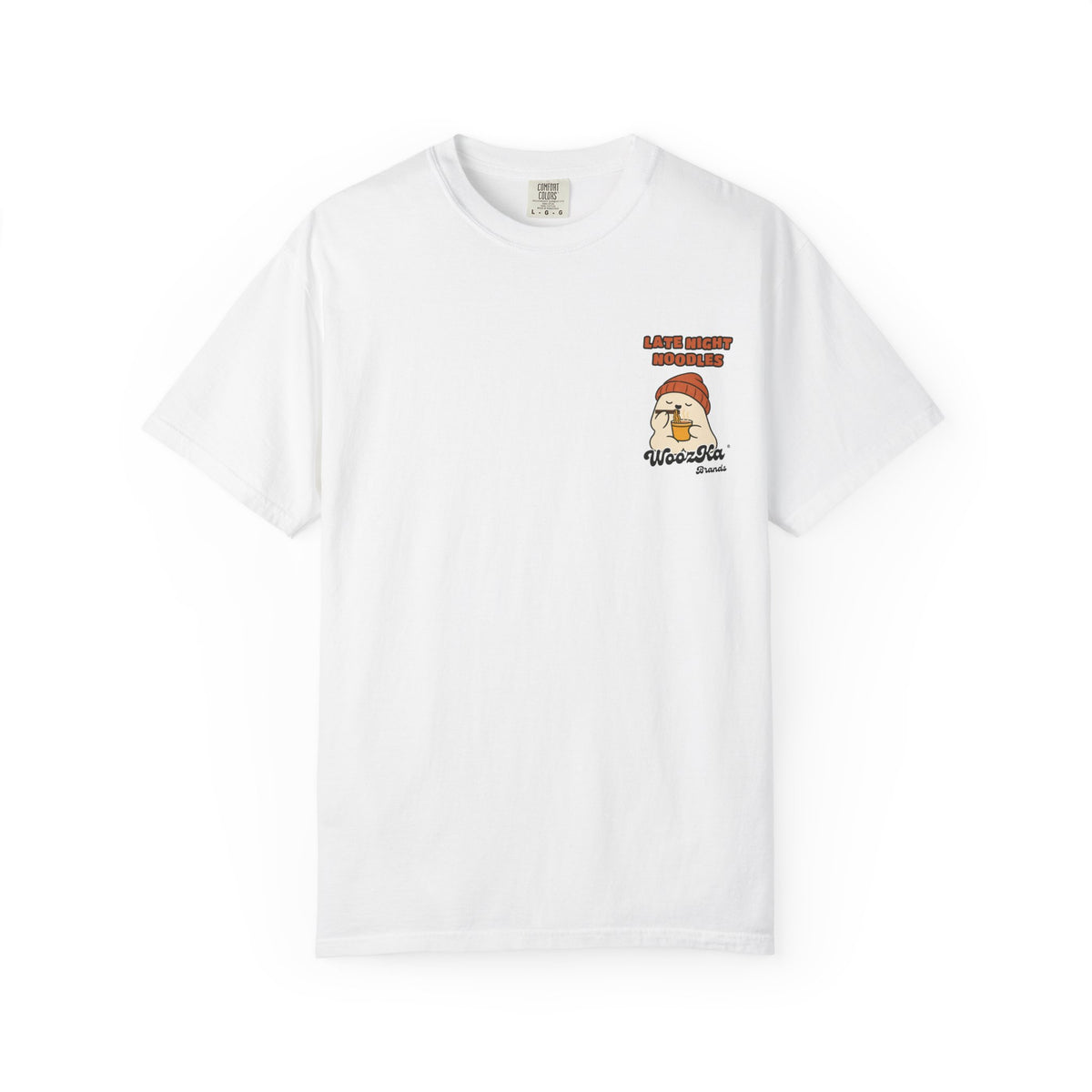 WoozKa Brands Cute Ghost Halloween Heavyweight Tee, Ramen Back Print