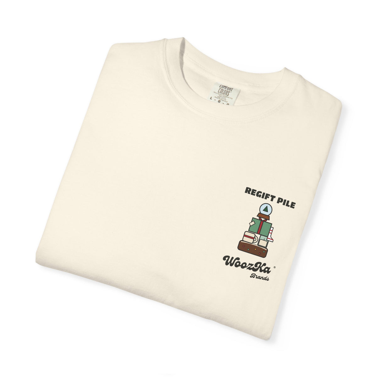 WoozKa Brands Funny Christmas Heavyweight Tee, Regift Office Back Print