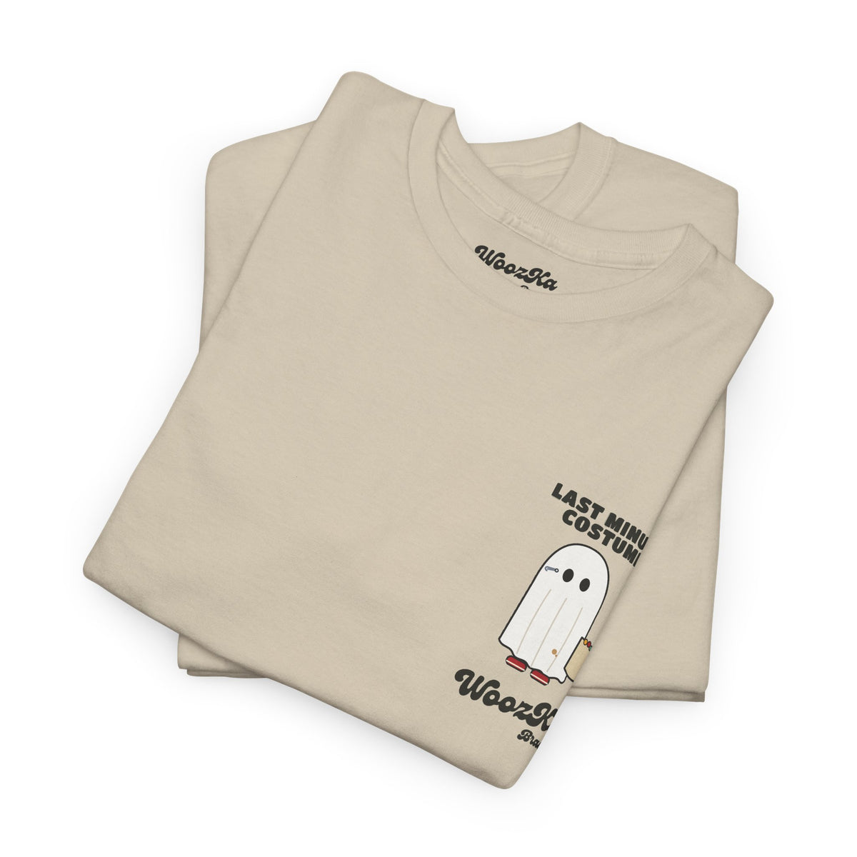 WoozKa Brands Lazy Halloween Costume T-Shirt, Funny Ghost Sheet Back Print