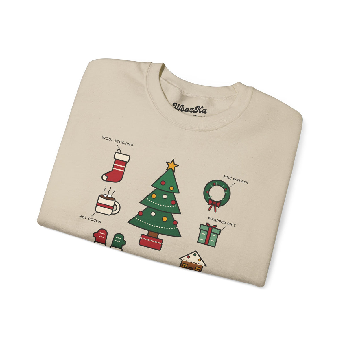 WoozKa Brands Cute Christmas Tree Sweatshirt, Holiday List Front Print