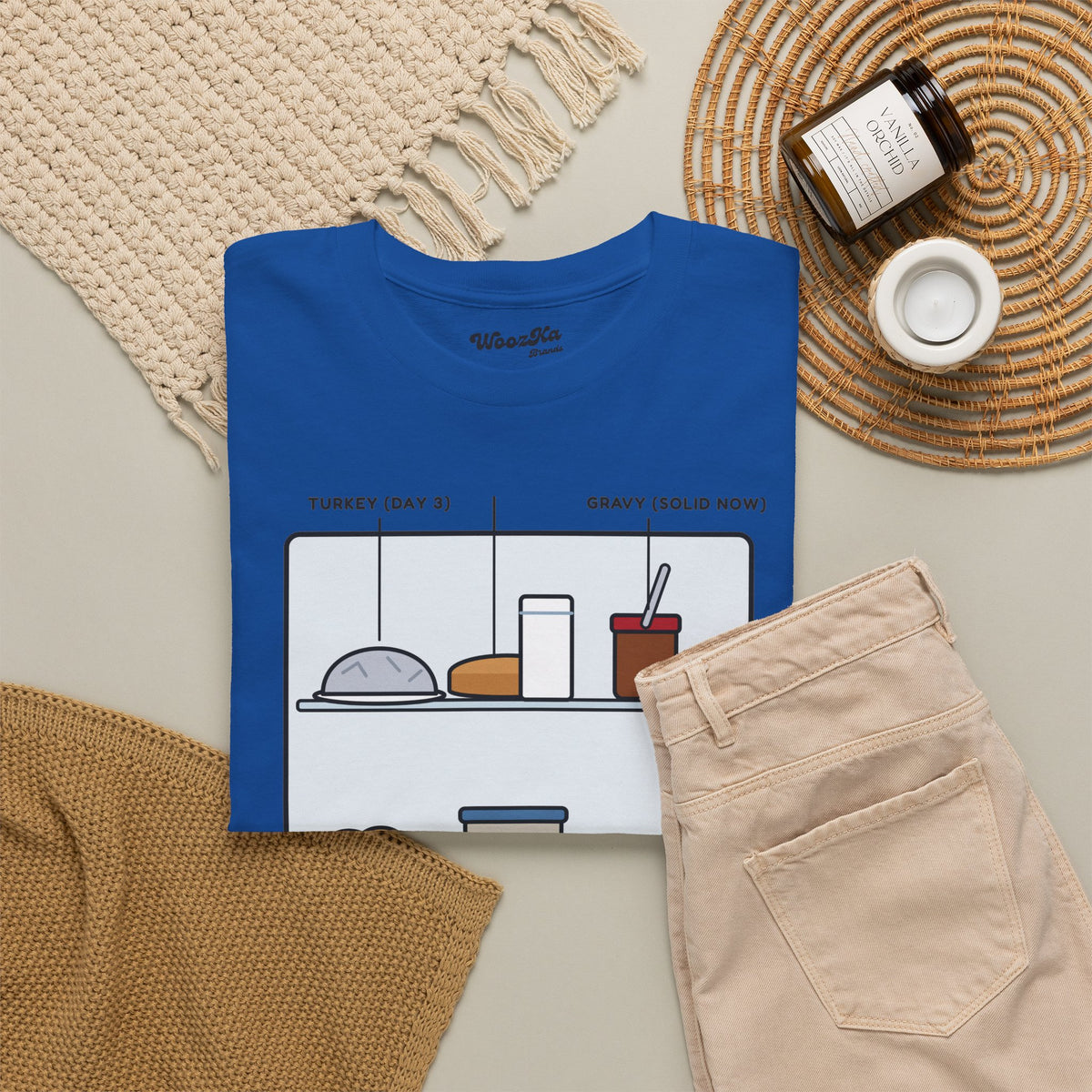 WoozKa Brands Funny Thanksgiving Leftovers T-Shirt, Turkey Pie Front Print