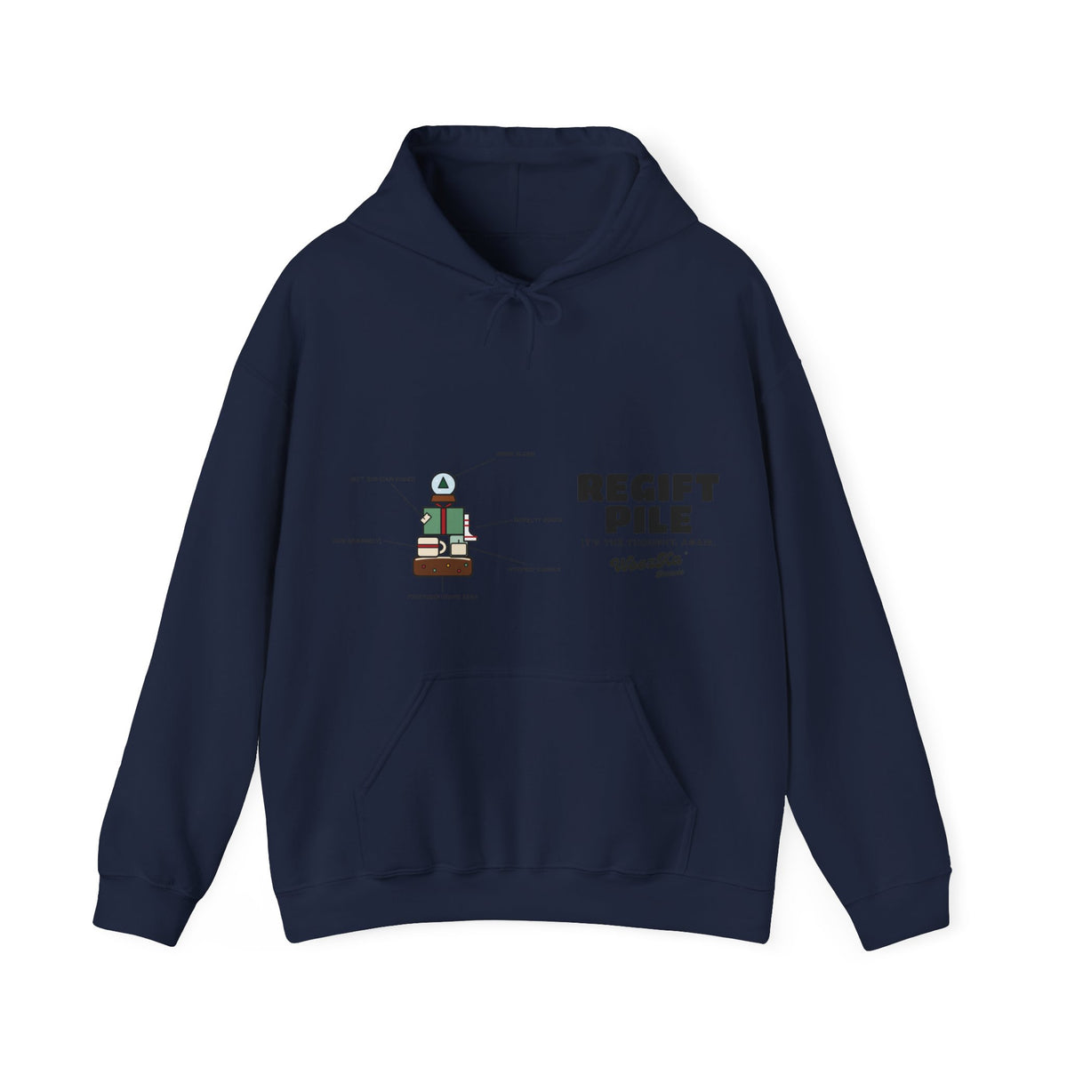 WoozKa Brands Funny Christmas Hoodie, Regift Office Party Wide Front Print