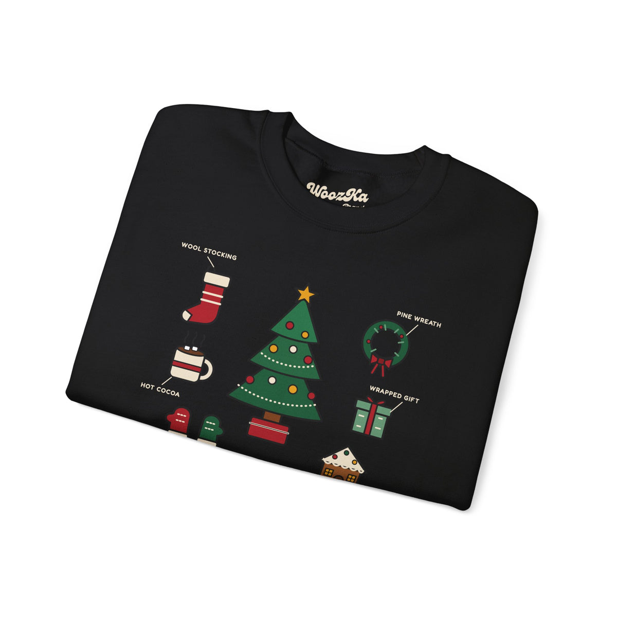 WoozKa Brands Cute Christmas Tree Sweatshirt, Holiday List Front Print