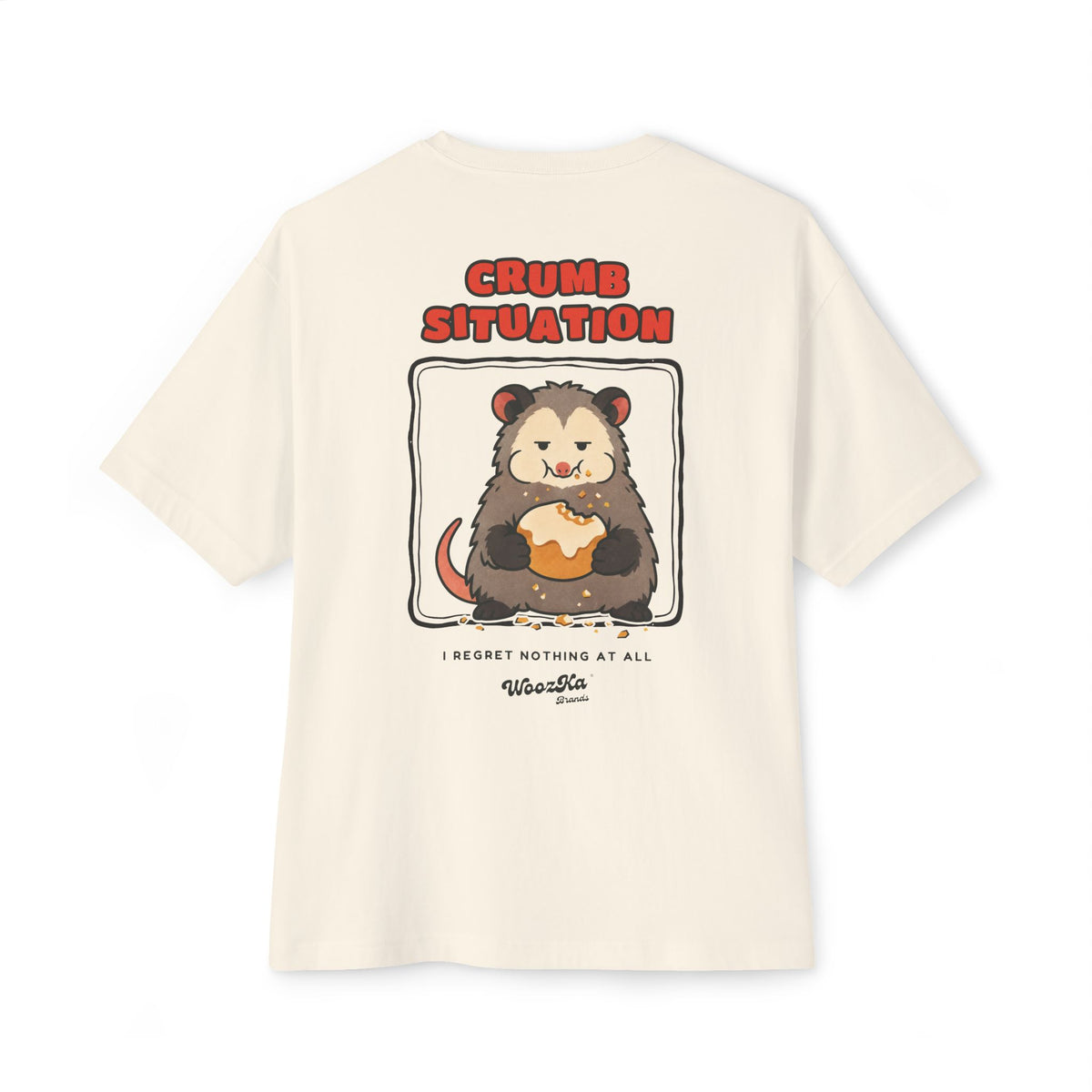 WoozKa Brands Crumb Situation Opossum Oversized Boxy T-Shirt, Two-Sided