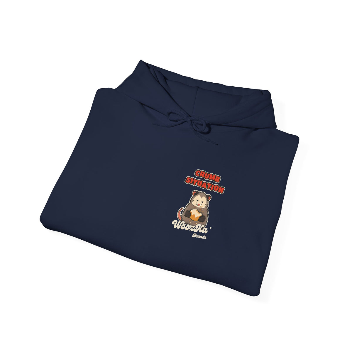 WoozKa Brands Crumb Situation Opossum Hoodie, Wide Back Graphic