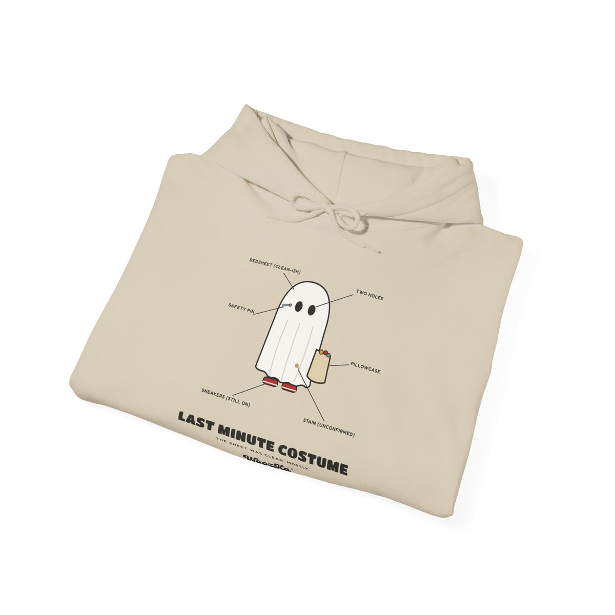WoozKa Brands Lazy Halloween Costume Hoodie, Funny Ghost Sheet Front Print