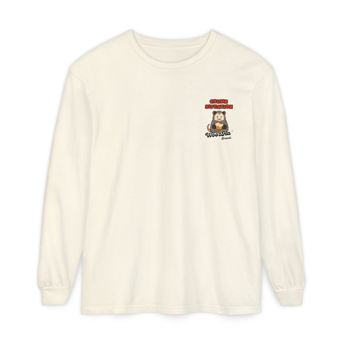 WoozKa Brands Funny Possum Long Sleeve Tee, Cute Opossum Pastry Back Print