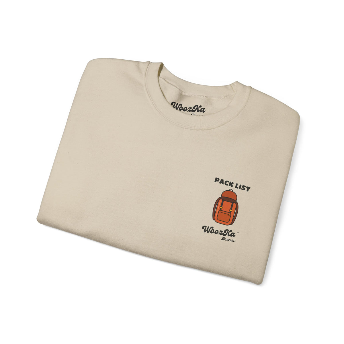 WoozKa Brands Hiking Sweatshirt, Backpacking Gear List Back Print