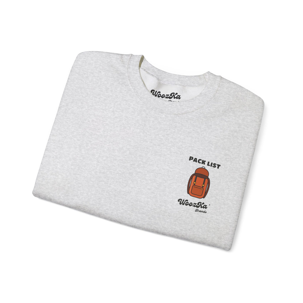 WoozKa Brands Hiking Sweatshirt, Backpacking Gear List Back Print