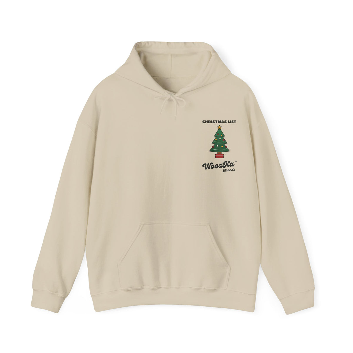 WoozKa Brands Cute Christmas Tree Hoodie, Holiday List Wide Back Print