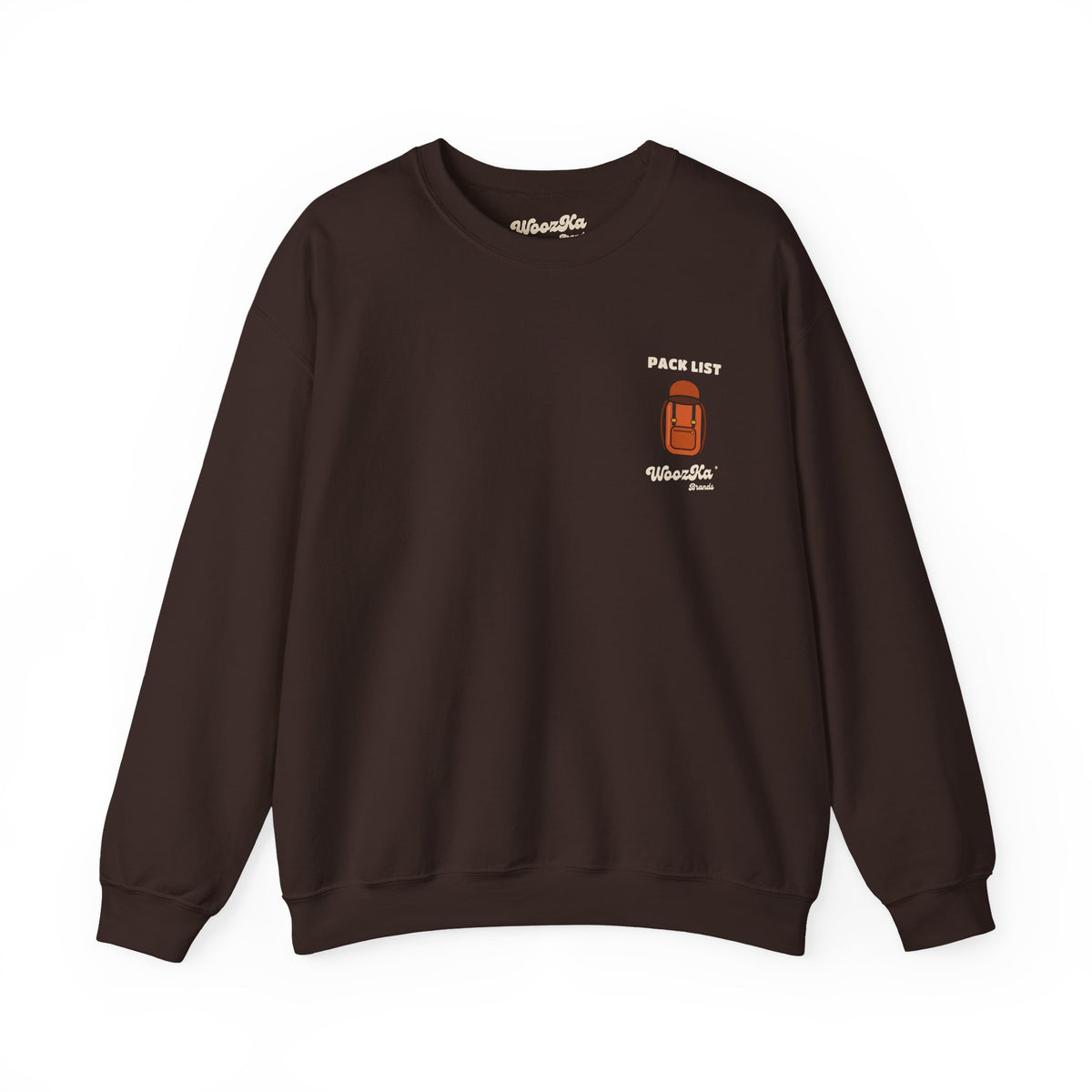 WoozKa Brands Hiking Sweatshirt, Backpacking Gear List Back Print