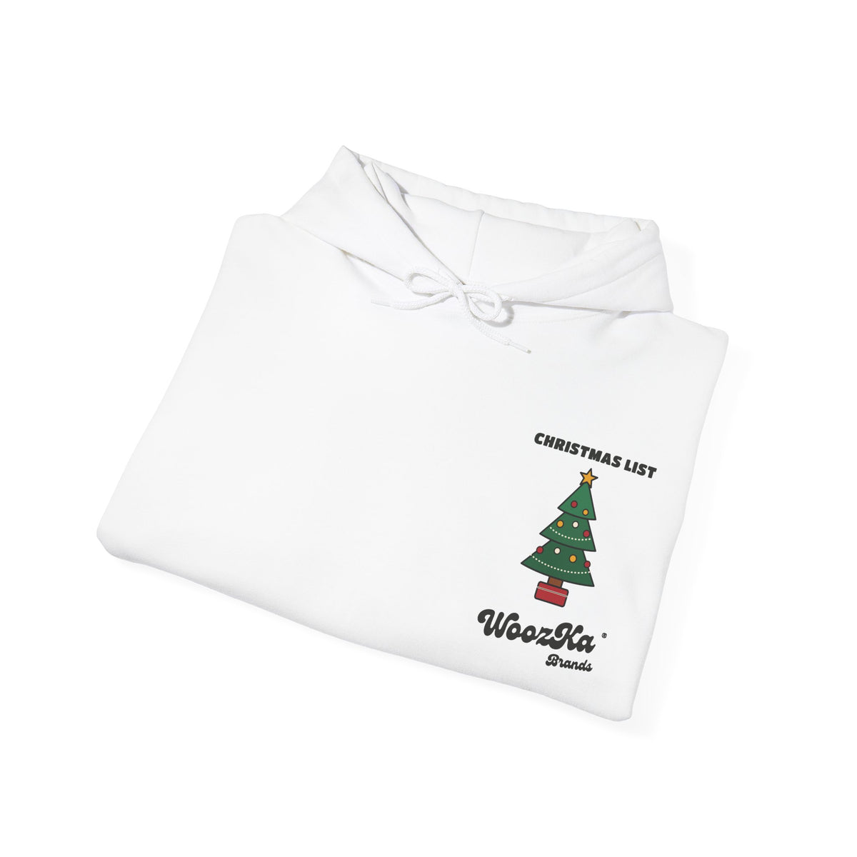 WoozKa Brands Cute Christmas Tree Hoodie, Holiday List Wide Back Print