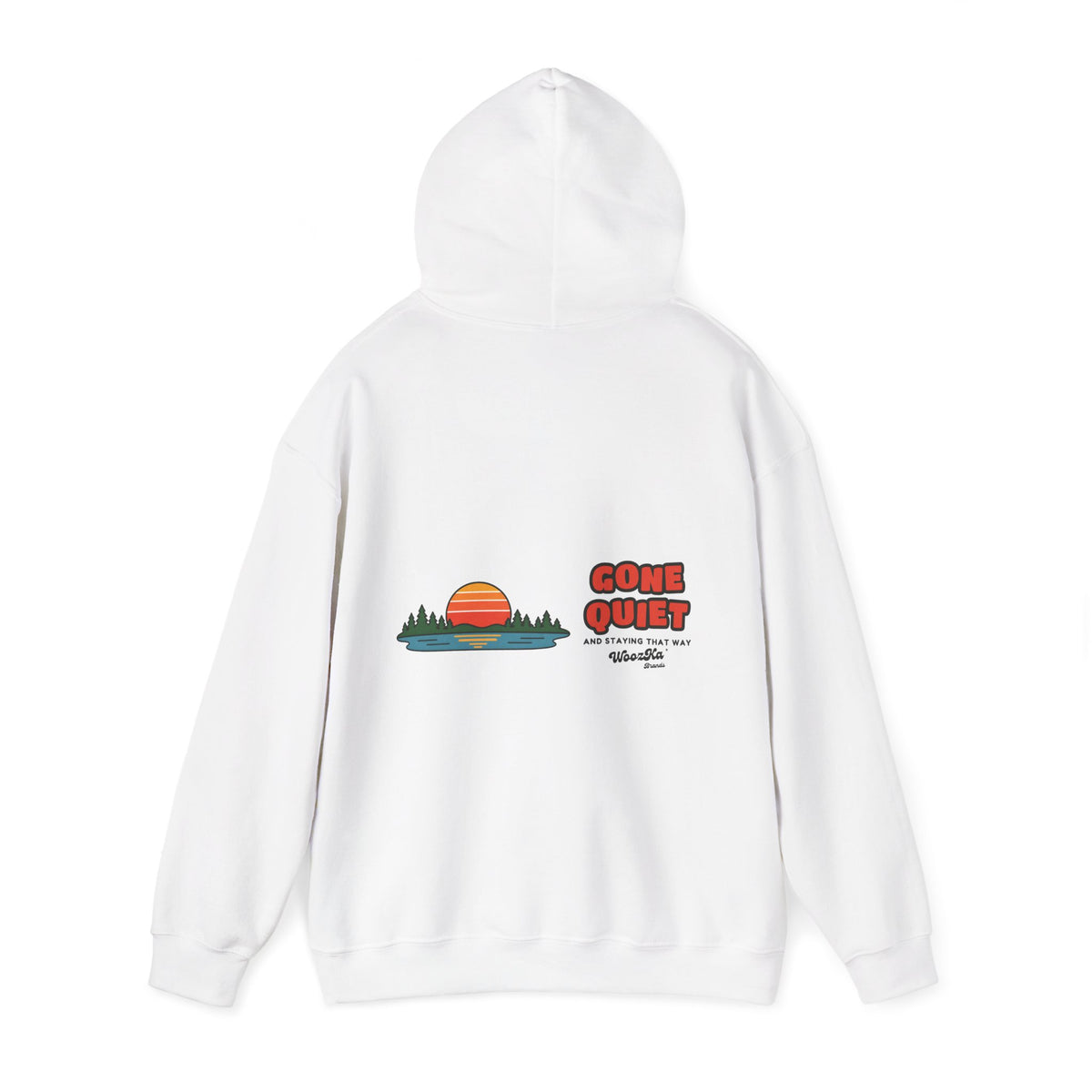 WoozKa Brands Retro Sunset Lake Hoodie, Nature Outdoors Wide Back Print