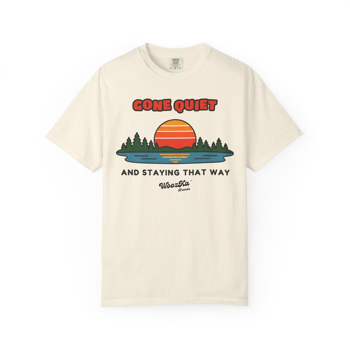 WoozKa Brands Retro Sunset Lake Heavyweight Tee, Nature Front Print