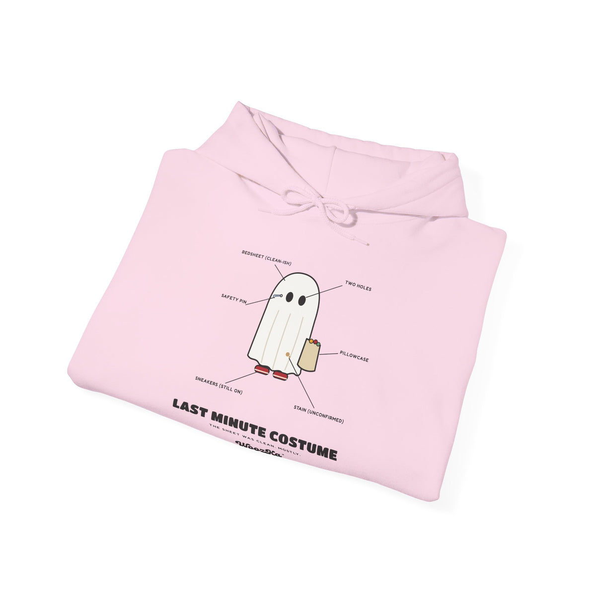 WoozKa Brands Lazy Halloween Costume Hoodie, Funny Ghost Sheet Front Print