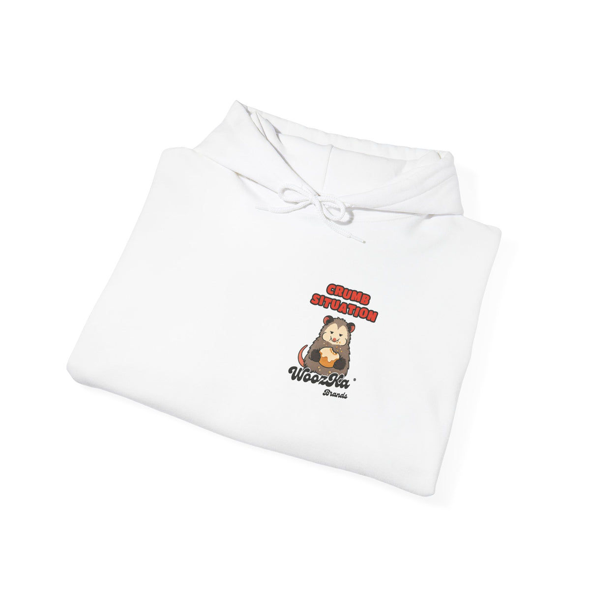 WoozKa Brands Crumb Situation Opossum Hoodie, Front and Back Graphic