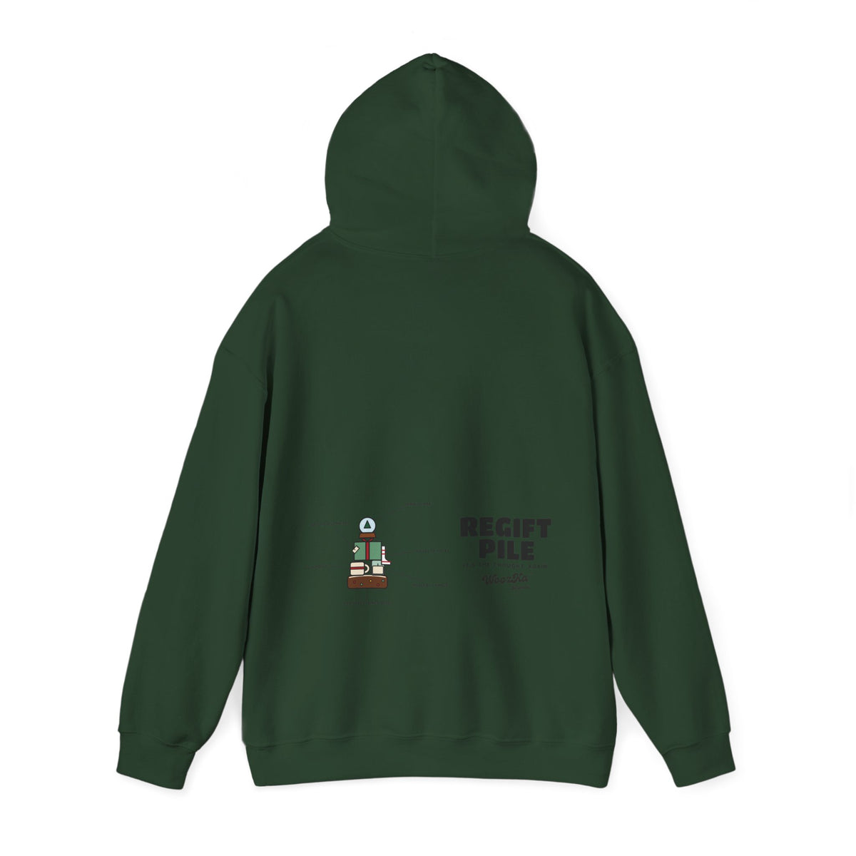 WoozKa Brands Funny Christmas Hoodie, Regift Office Party Wide Back Print