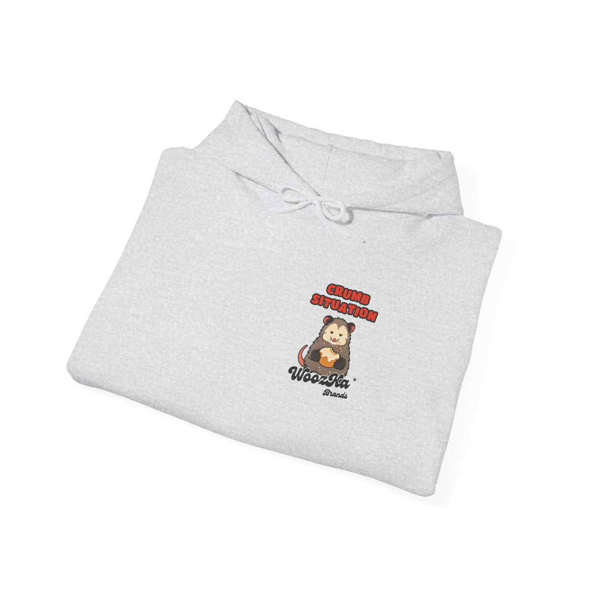 WoozKa Brands Crumb Situation Opossum Hoodie, Wide Back Graphic