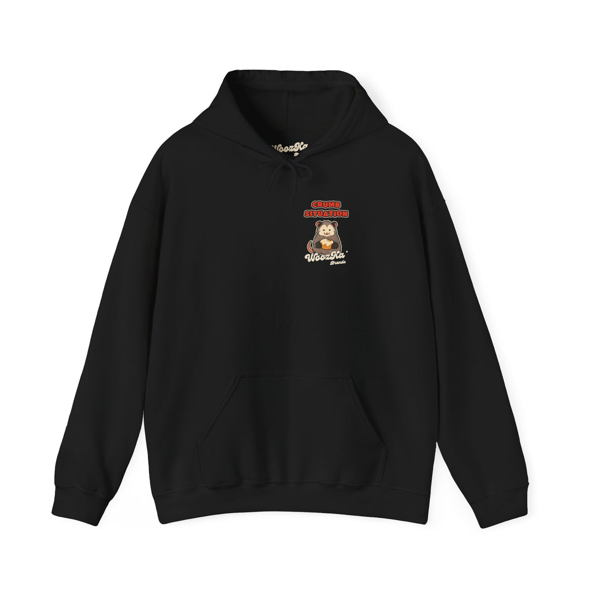 WoozKa Brands Crumb Situation Opossum Hoodie, Wide Back Graphic