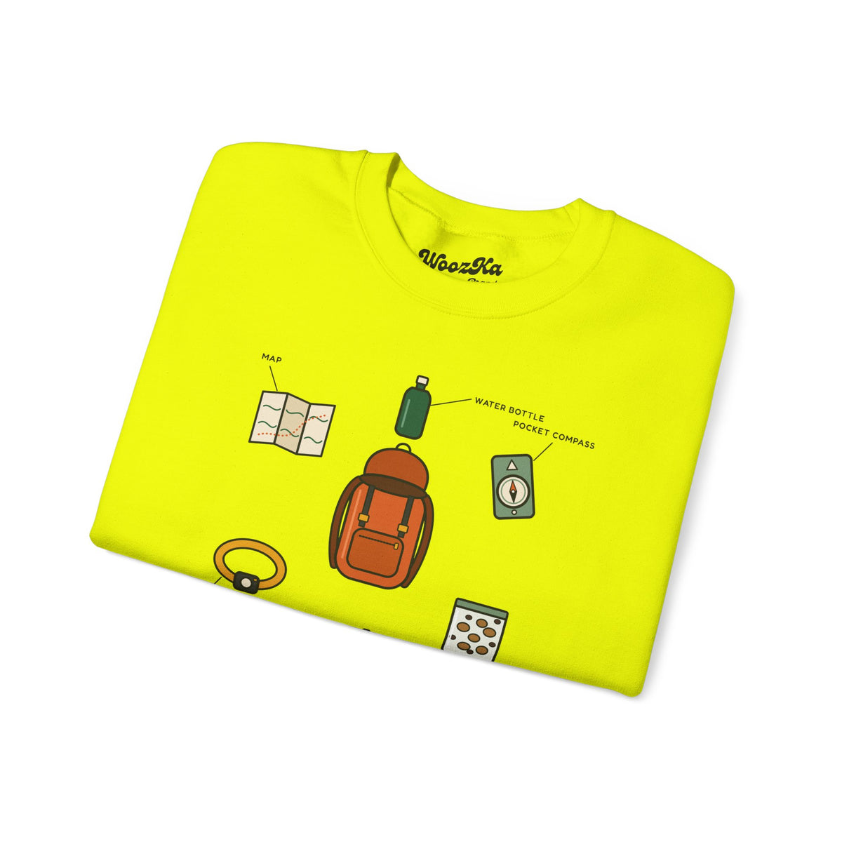 WoozKa Brands Hiking Sweatshirt, Backpacking Gear List Front Print