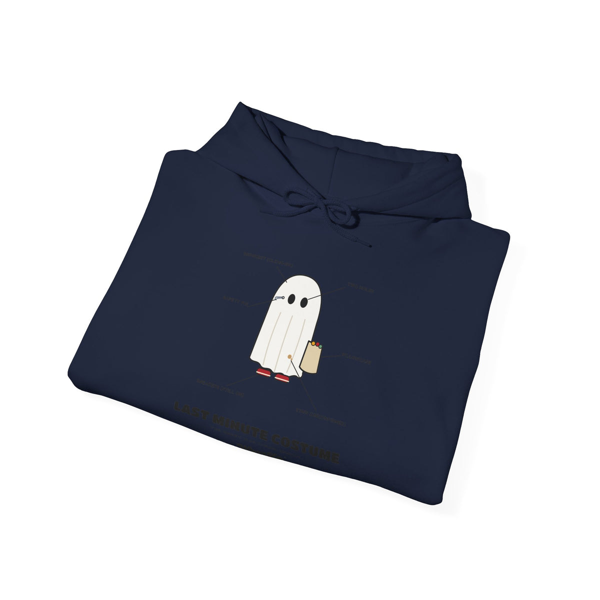 WoozKa Brands Lazy Halloween Costume Hoodie, Funny Ghost Sheet Front Print