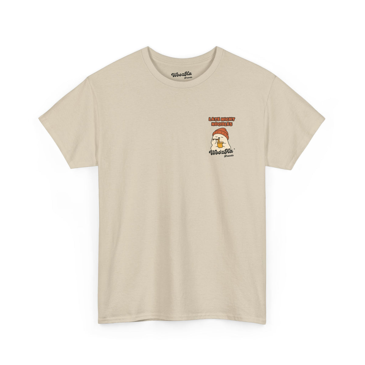 WoozKa Brands Cute Ghost Halloween T-Shirt, Ramen Noodles Back Print