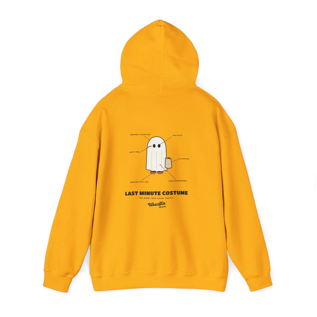 WoozKa Brands Lazy Halloween Costume Hoodie, Funny Ghost Sheet Back Print