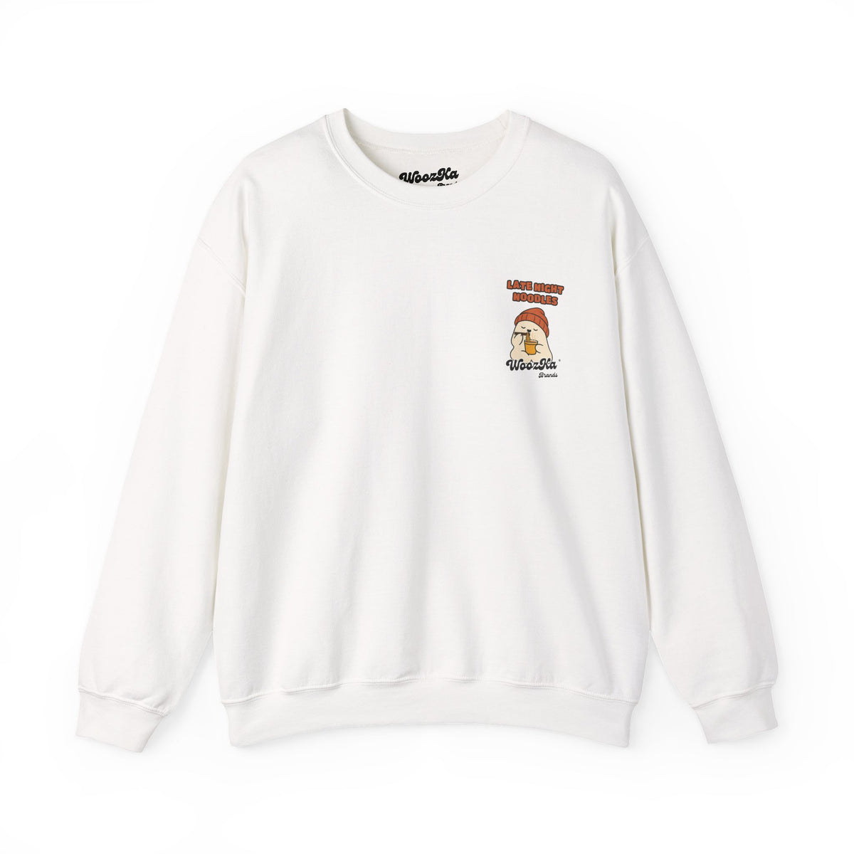 WoozKa Brands Cute Ghost Halloween Sweatshirt, Ramen Noodles Back Print