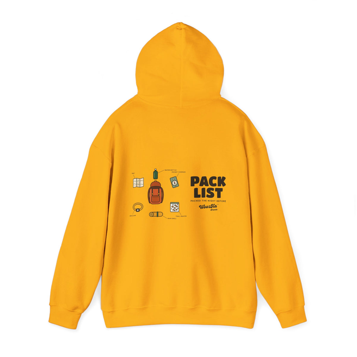 WoozKa Brands Hiking Hoodie, Backpacking Gear List Wide Back Print