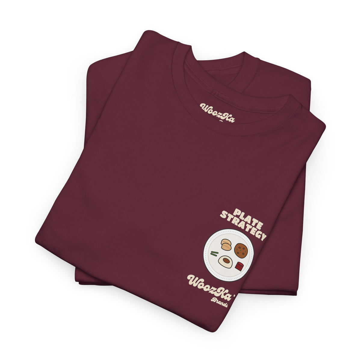 WoozKa Brands Funny Thanksgiving T-Shirt, Turkey Dinner Plate Back Print