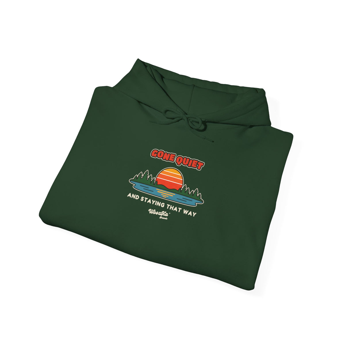 WoozKa Brands Retro Sunset Lake Hoodie, Nature Outdoors Pine Front Print