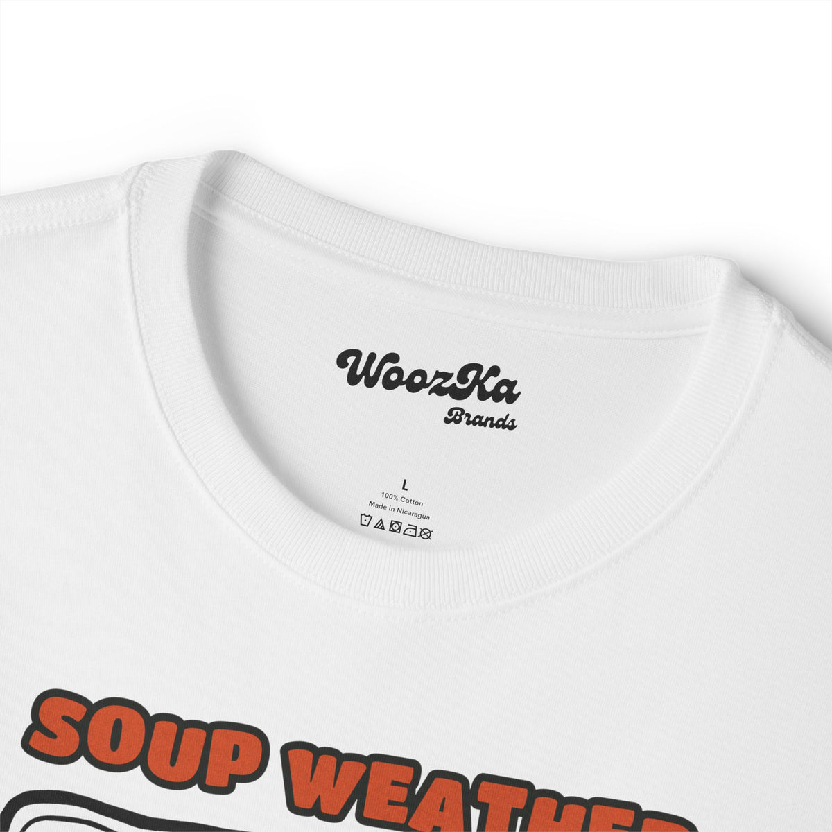 WoozKa Brands Soup Weather Bear Oversized Boxy T-Shirt, Front Graphic
