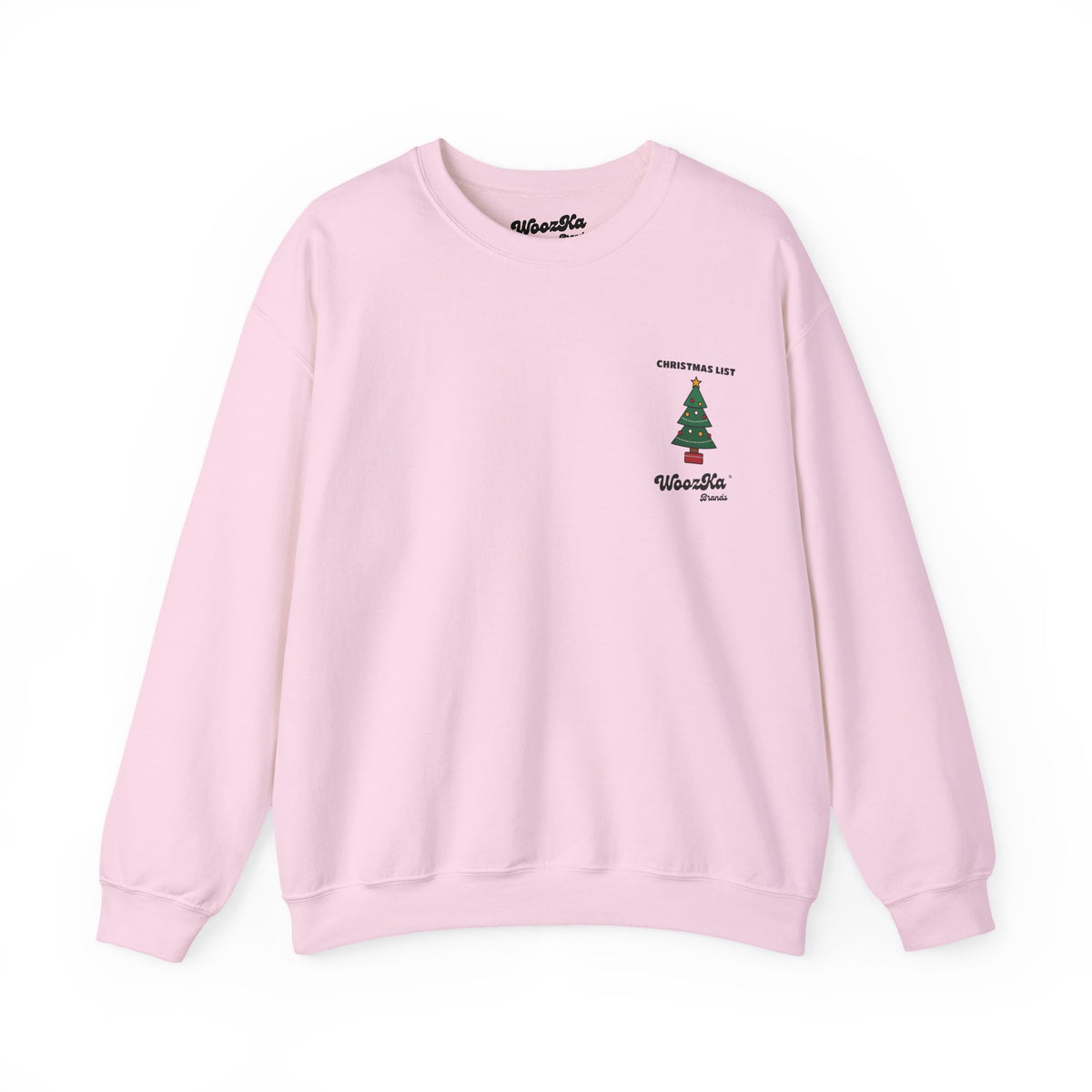 WoozKa Brands Cute Christmas Tree Sweatshirt, Holiday List Back Print