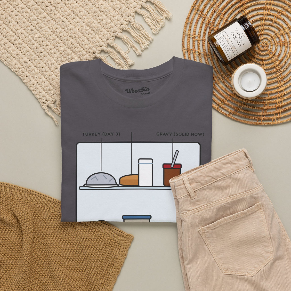 WoozKa Brands Funny Thanksgiving Leftovers T-Shirt, Turkey Pie Front Print