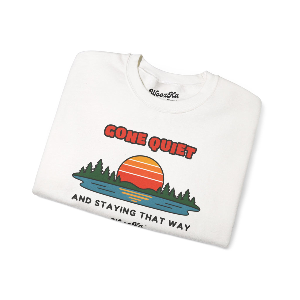 WoozKa Brands Retro Sunset Lake Sweatshirt, Nature Outdoors Front Print