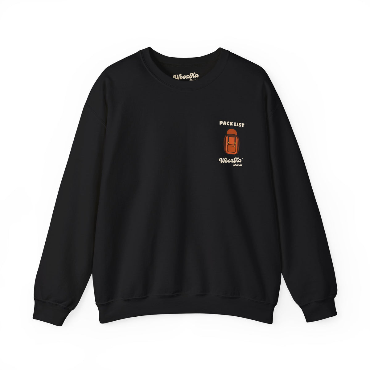 WoozKa Brands Hiking Sweatshirt, Backpacking Gear List Back Print