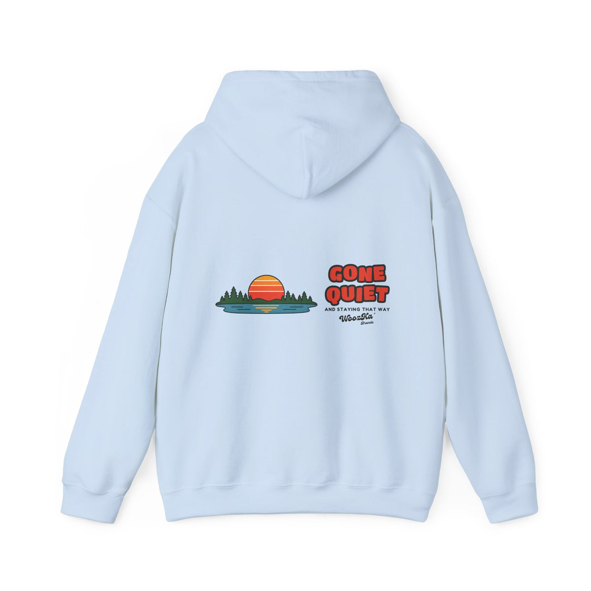 WoozKa Brands Retro Sunset Lake Hoodie, Nature Outdoors Wide Back Print