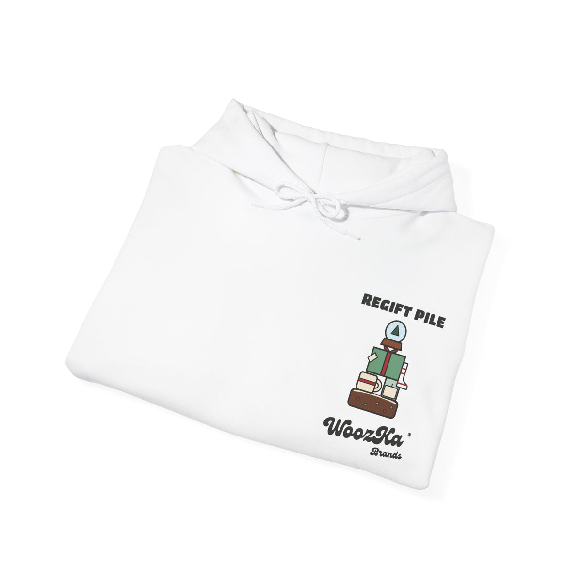 WoozKa Brands Funny Christmas Hoodie, Regift Office Party Wide Back Print