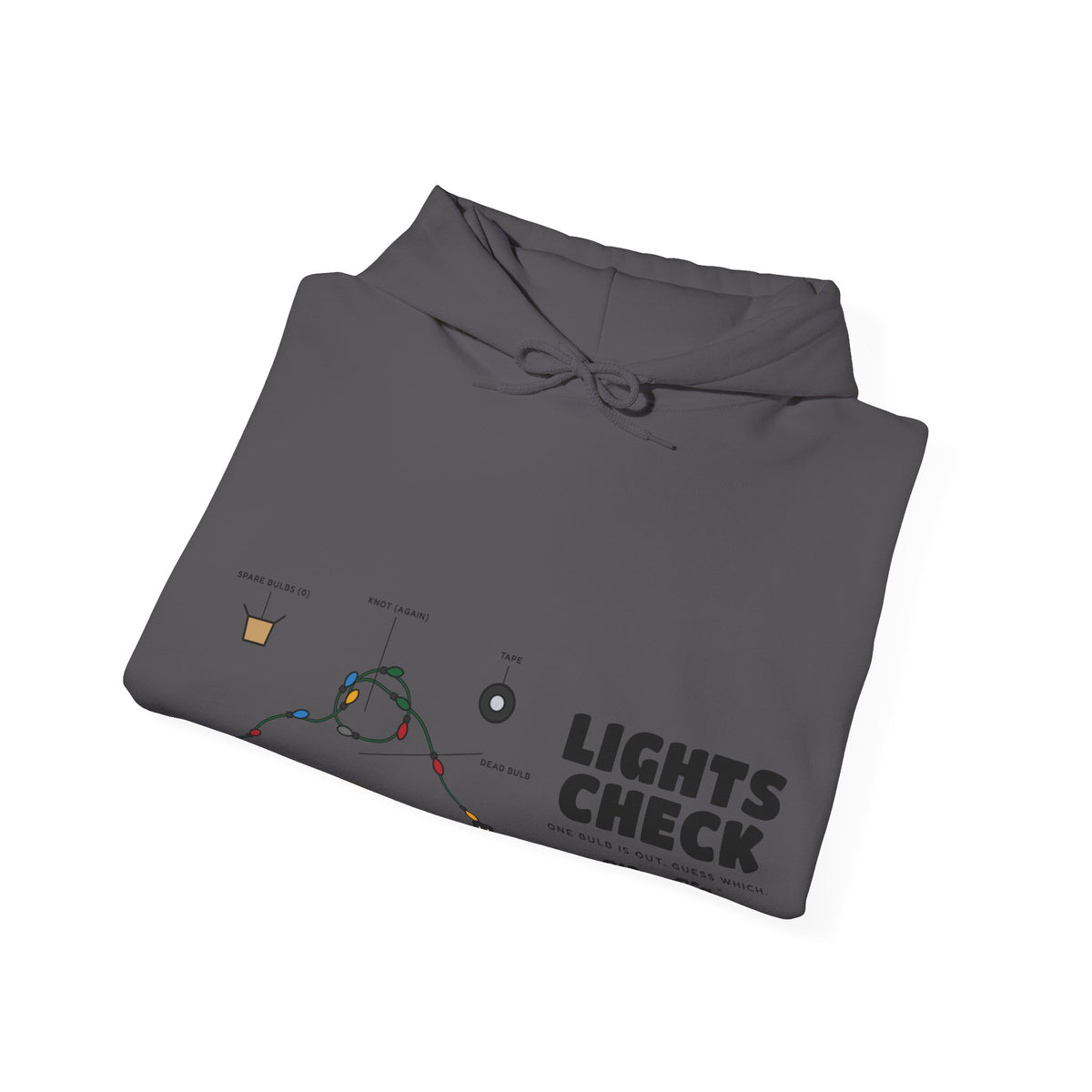 WoozKa Brands Christmas Lights Hoodie, Funny Holiday Wide Front Print