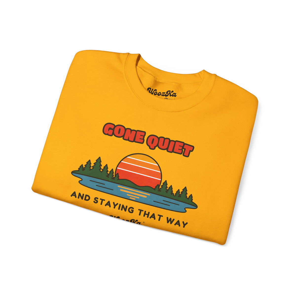 WoozKa Brands Retro Sunset Lake Sweatshirt, Nature Outdoors Front Print