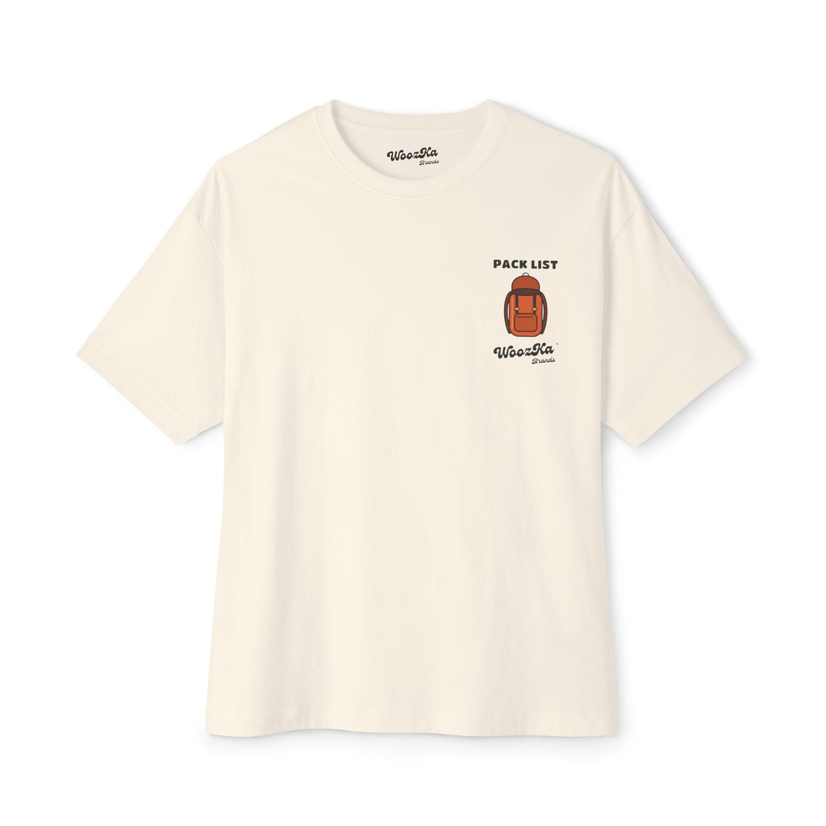 WoozKa Brands Hiking Oversized Tee, Backpacking Gear List Back Print